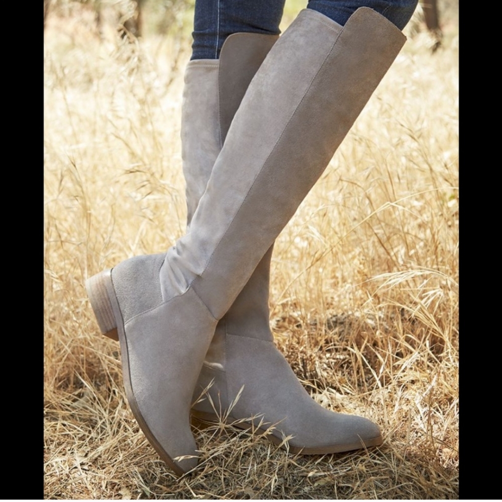 Sole Society Calypso suede boots, mushroom